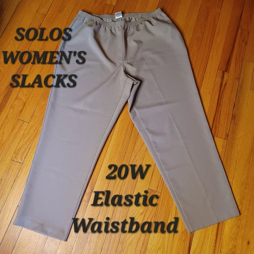 SOLOS WOMEN's beige Tan Slacks 20W - Picture 1 of 10